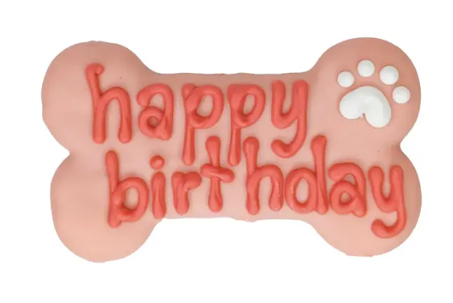Pink Happy Birthday Bone Cookie