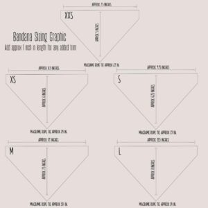 A diagram showing the different sizes of Bandana Size Chart.