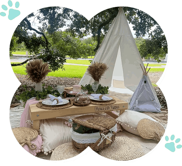 An Events teepee with a paw print on it.